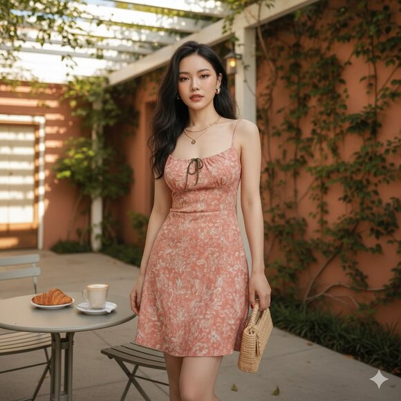 NWT J.ING Orange Floral Print Mini Dress - Picture 1 of 4